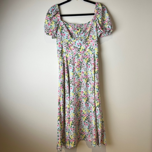 Maison Tara Dresses & Skirts - Pastel Floral Multi-Color Milkmaid Cottagecore Sweetheart Neckline Women's Dress